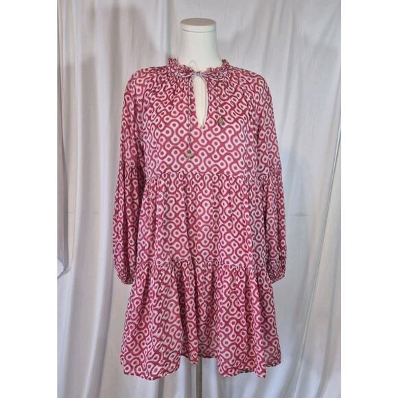 Oliphant Dresses & Skirts - Tuckernuck Oliphant Pink Dot Geometric Balloon Sleeve Nouveau Mini Dress Medium